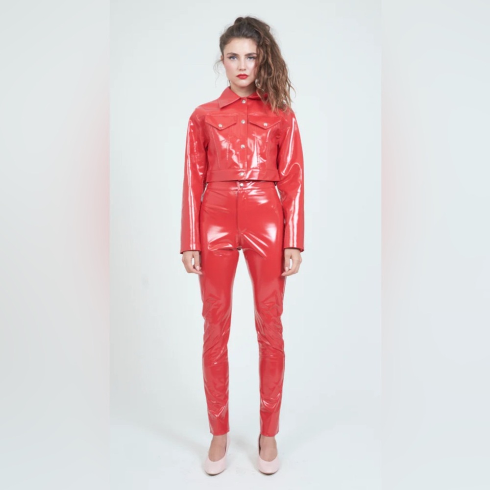 LA Roxx High Waist Red PVC Vinyl Pants | XS/S | Statement Festival & Rave Pants